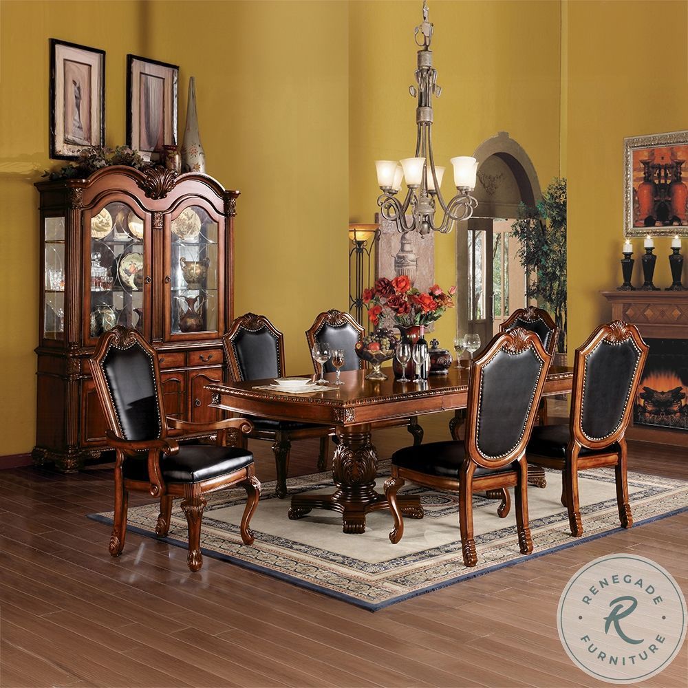 Chateau De Ville Black Synthetic Leather and Cherry Side Chair
