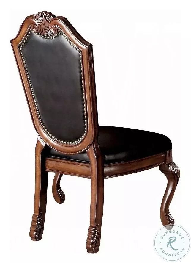 Chateau De Ville Black Synthetic Leather and Cherry Side Chair