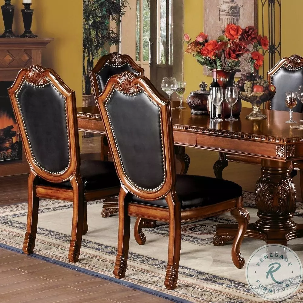 Chateau De Ville Black Synthetic Leather and Cherry Side Chair