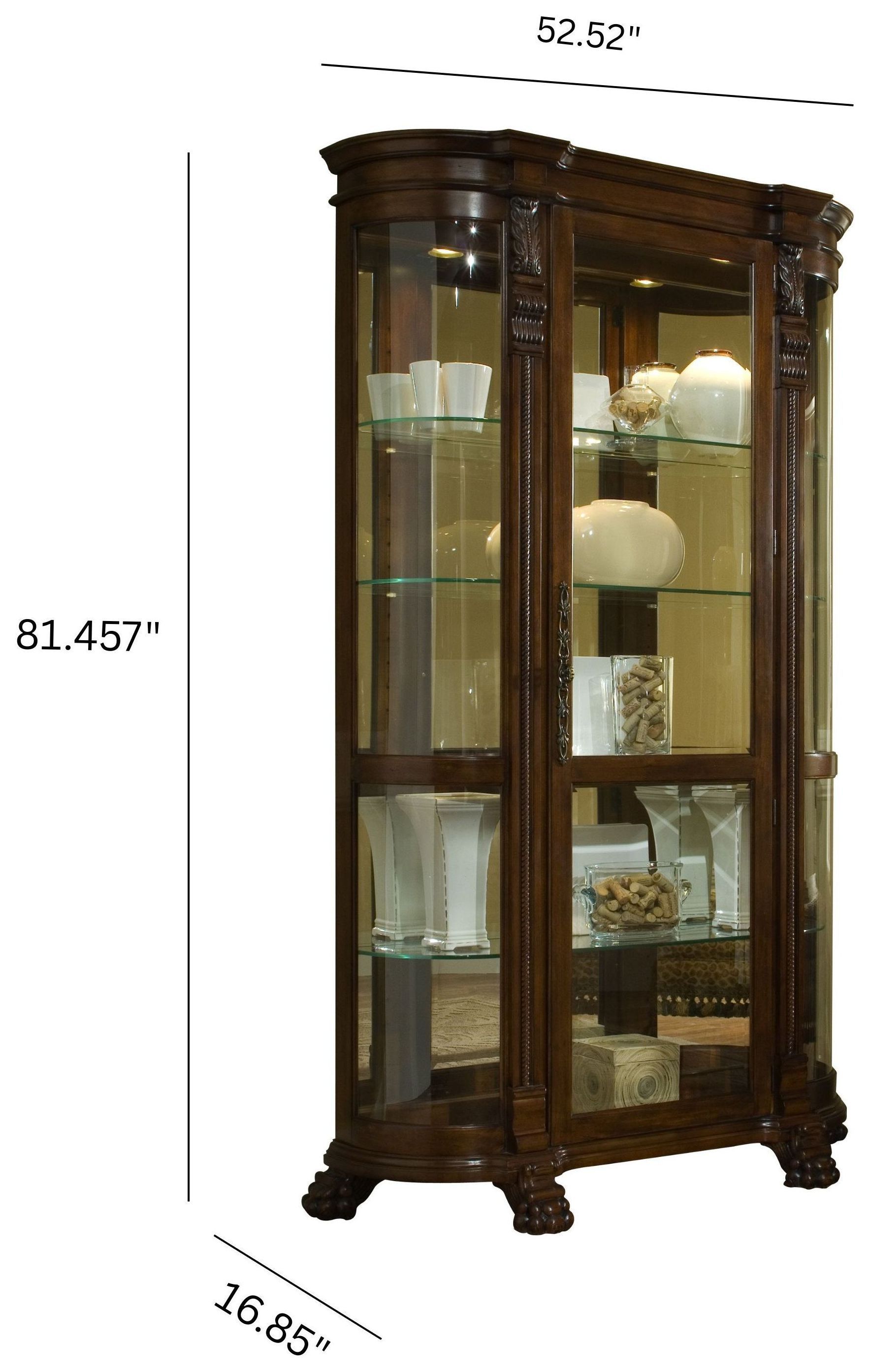 102003 Chocolate Maple Brown Curved Curio Cabinet From Home