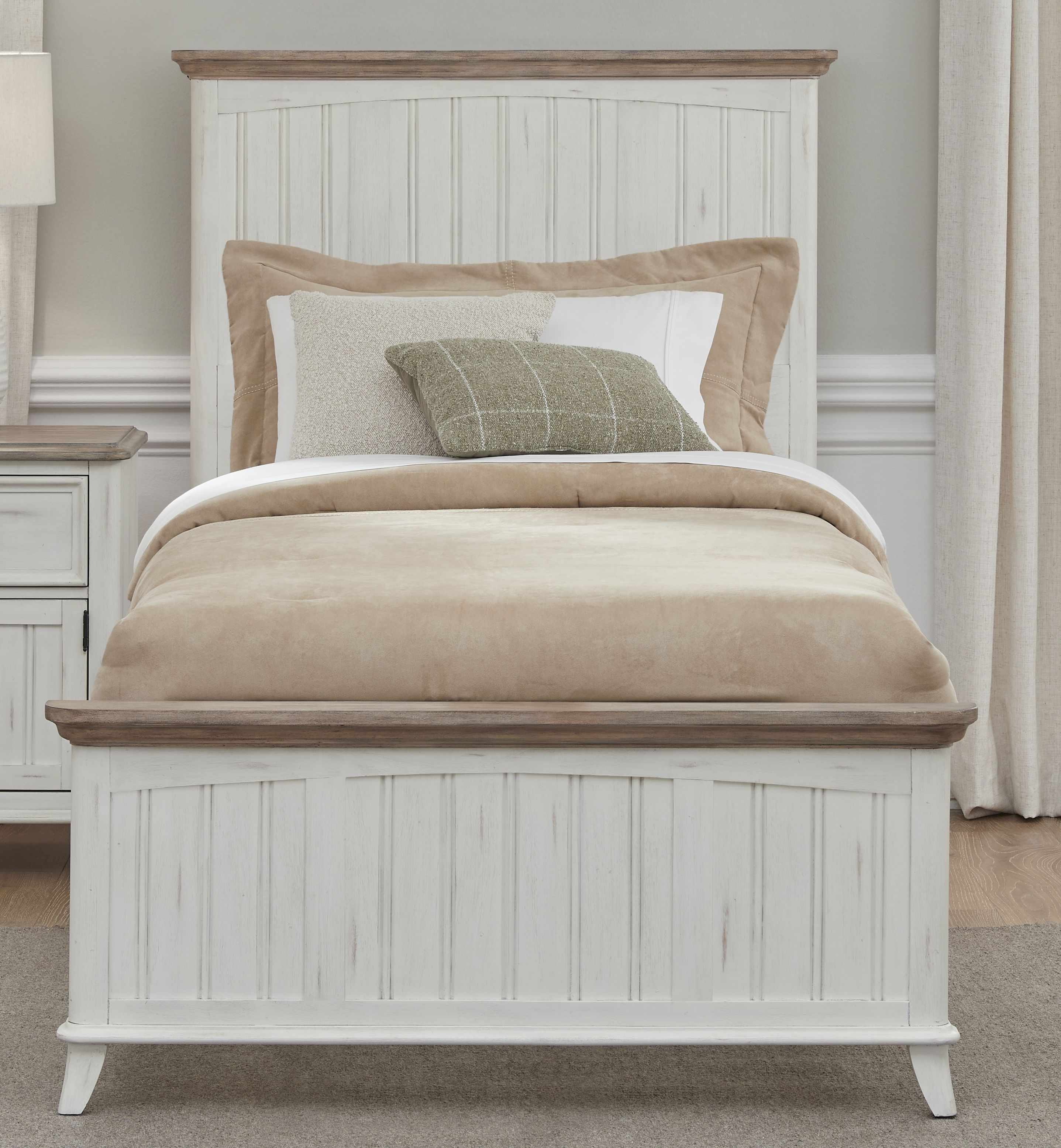 Beach Comber Weathered White And Sand Top Full Panel Bed From Home Gallery  Stores | Home Gallery Stores, image size:2875x3111