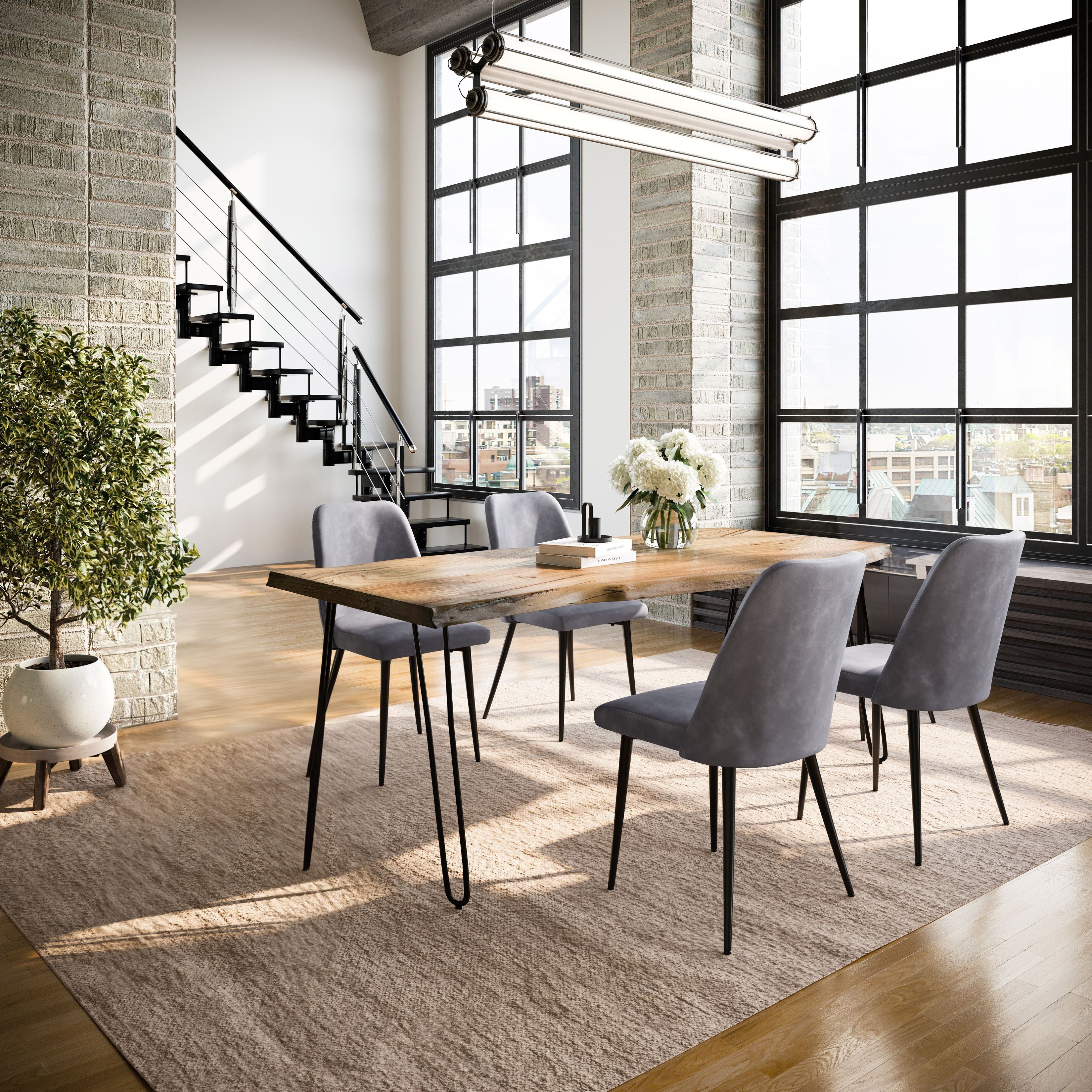Nature's Edge Natural and Gray Upholstered 5 Piece Dining Set from