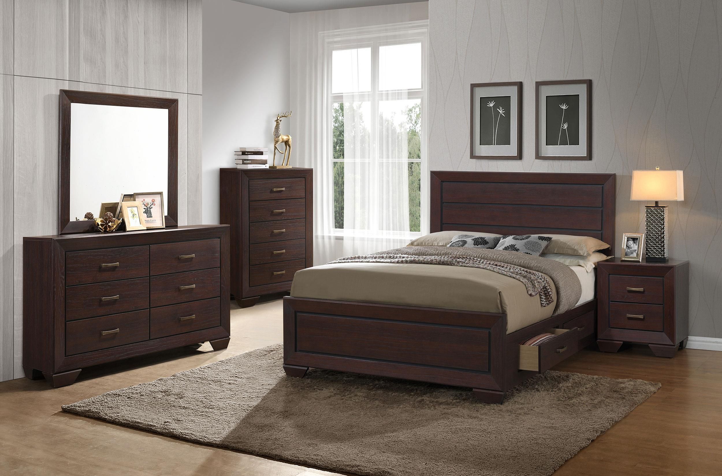 Fenbrook Dark Cocoa King Storage Panel Bed From Home Gallery