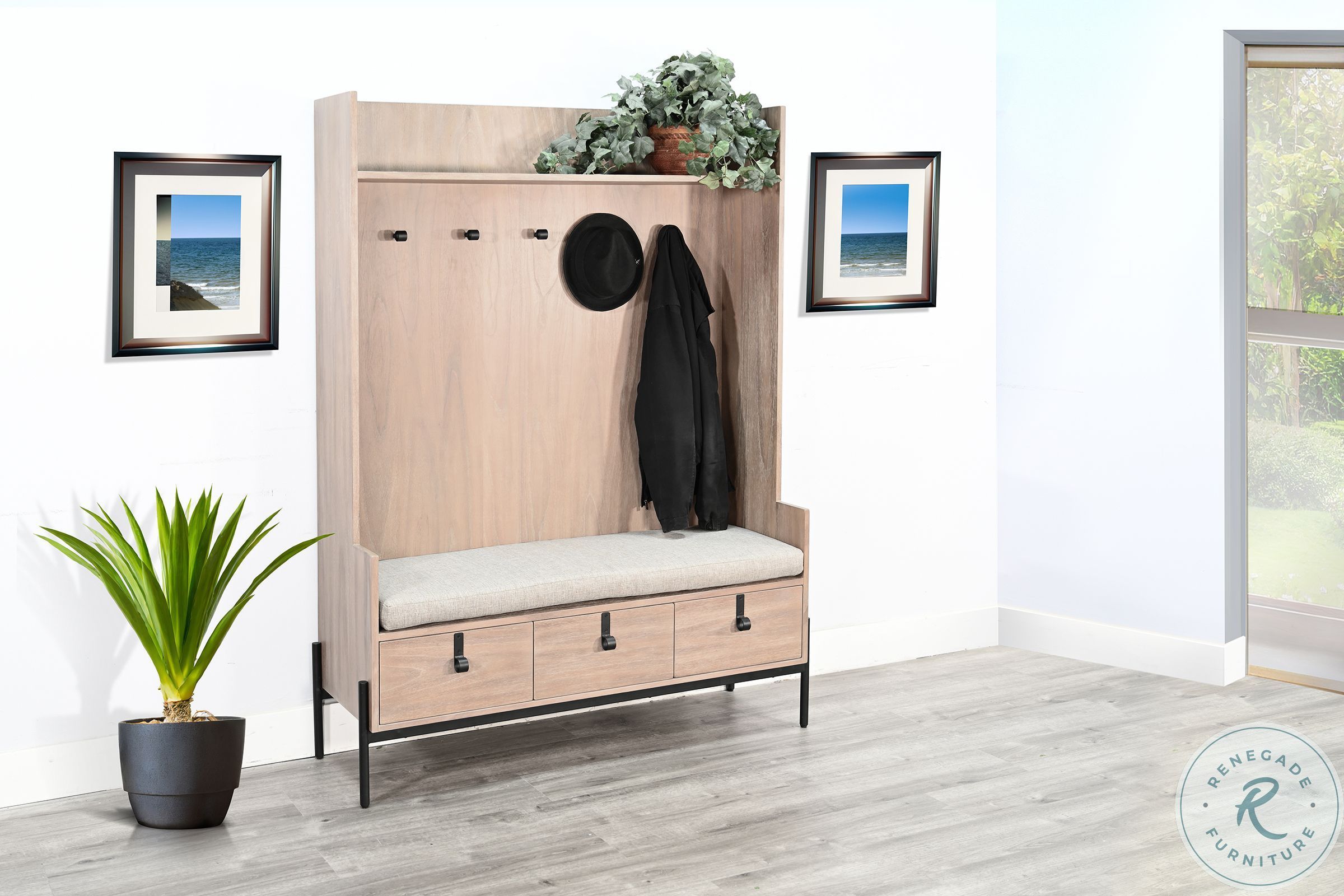 Maple Haze Natural Alyssa 54'' Bench Hall Tree from Luna Grove