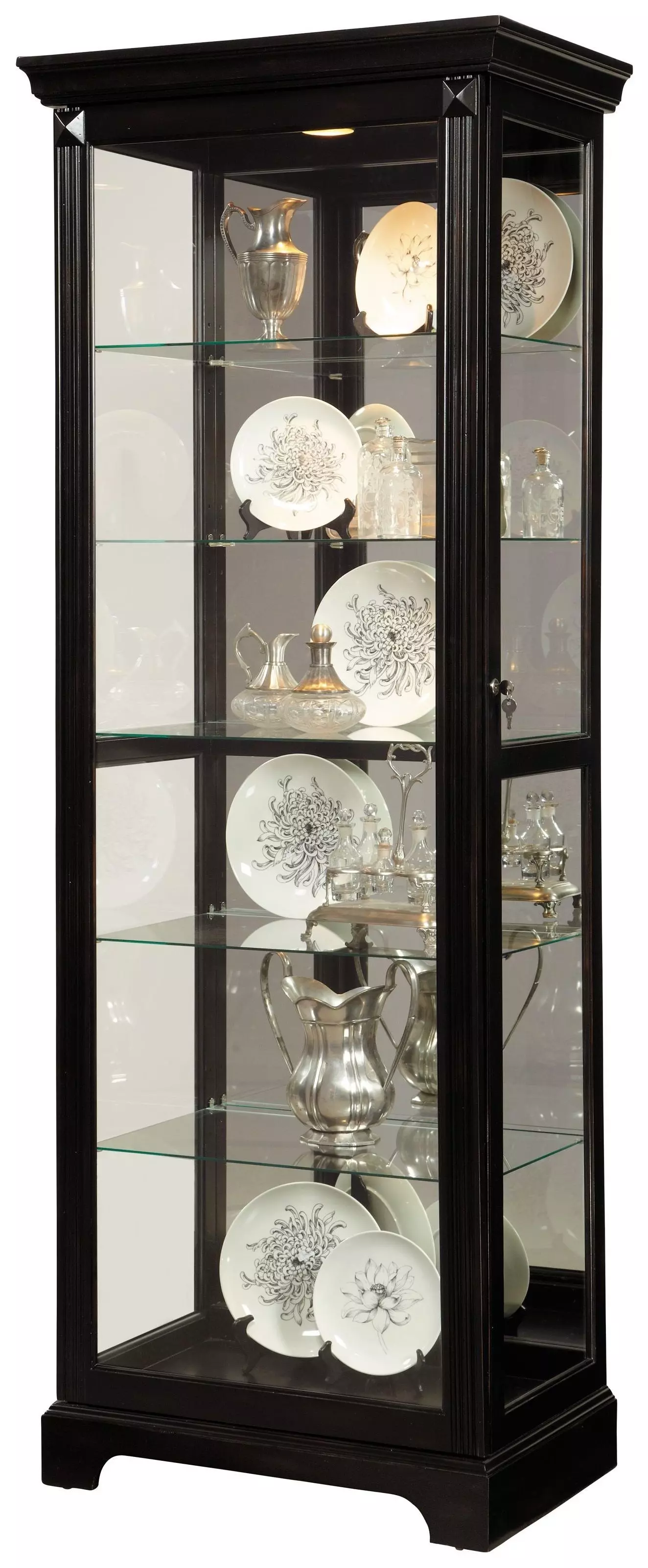 21459 Dark Cherry Brown Two Way Sliding Door Curio Cabinet From
