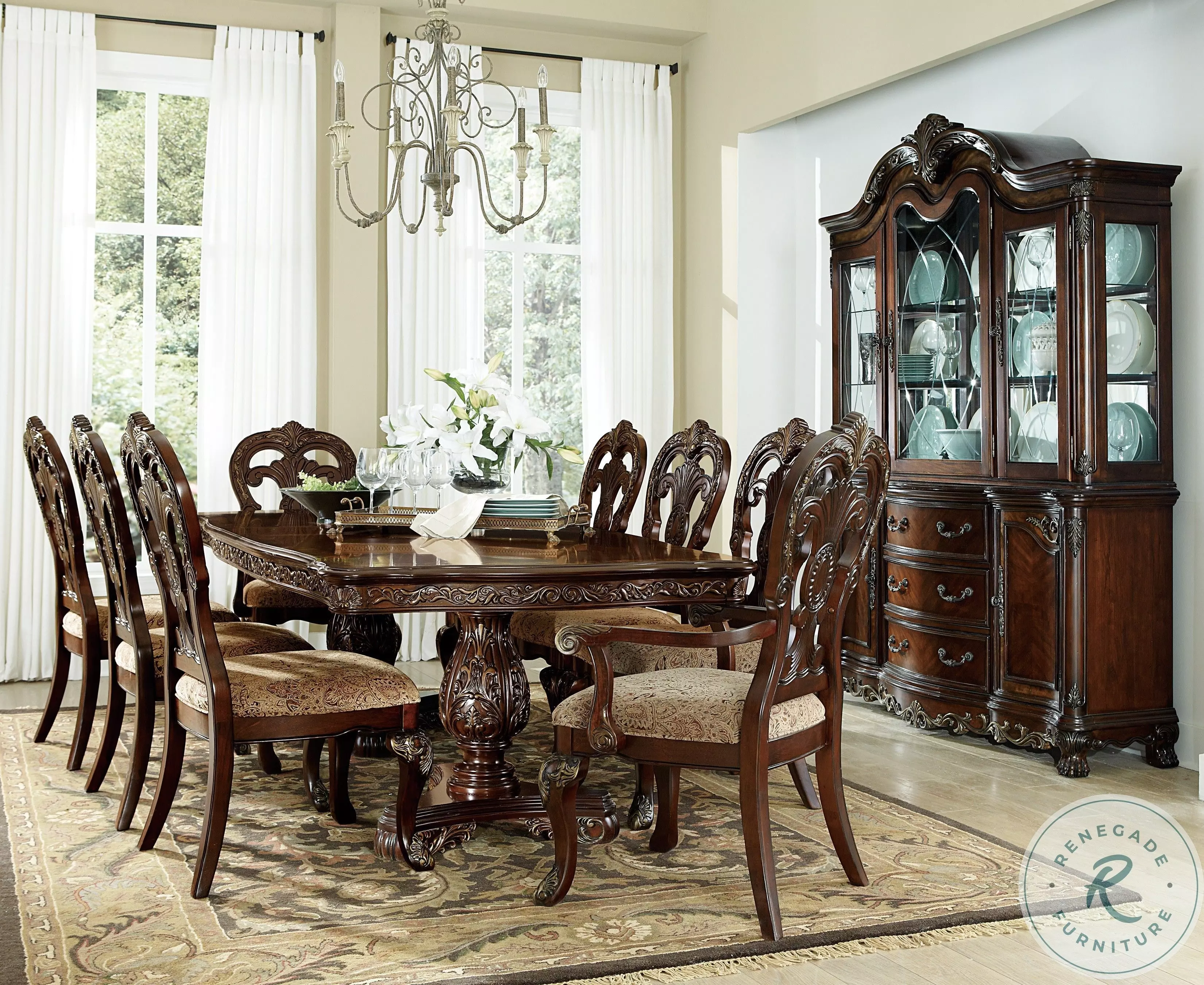 Deryn Park Cherry Extendable Rectangular Dining Room Set From Home 