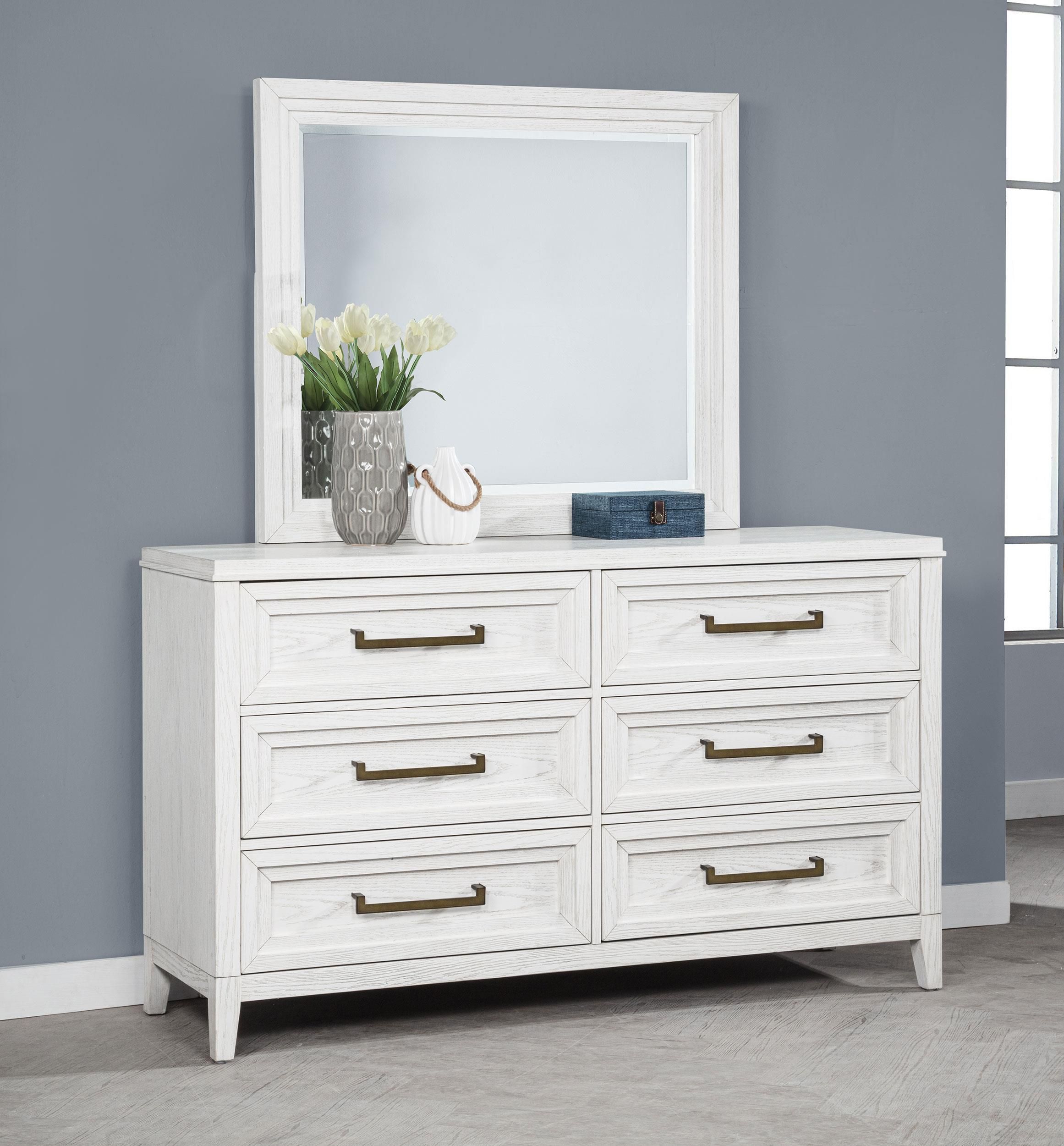 Marielle - 6 Drawer Bedroom Dresser - Distressed White