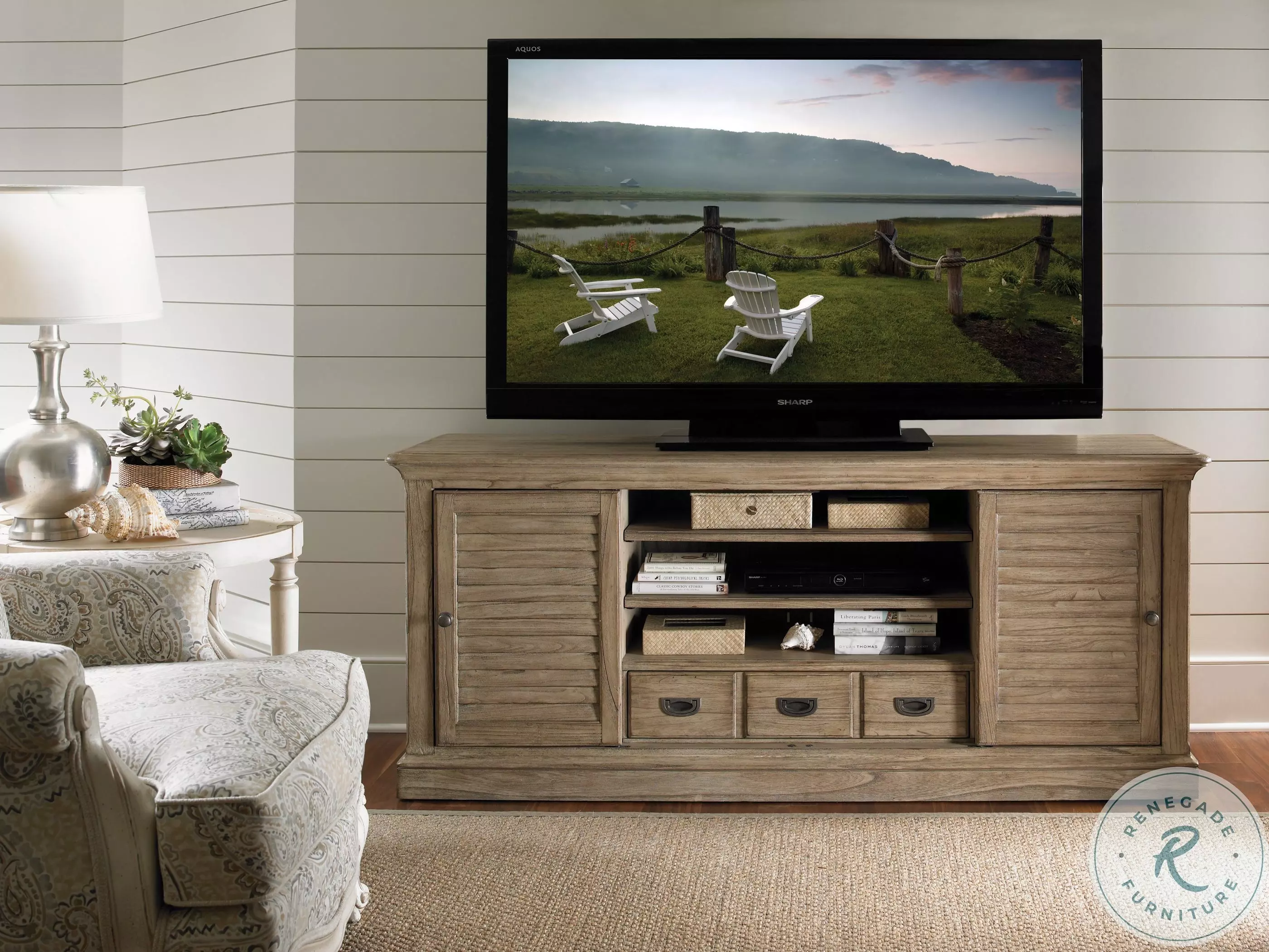 Barton Creek Weather Gray Driftwood Travis TV Stand From Home