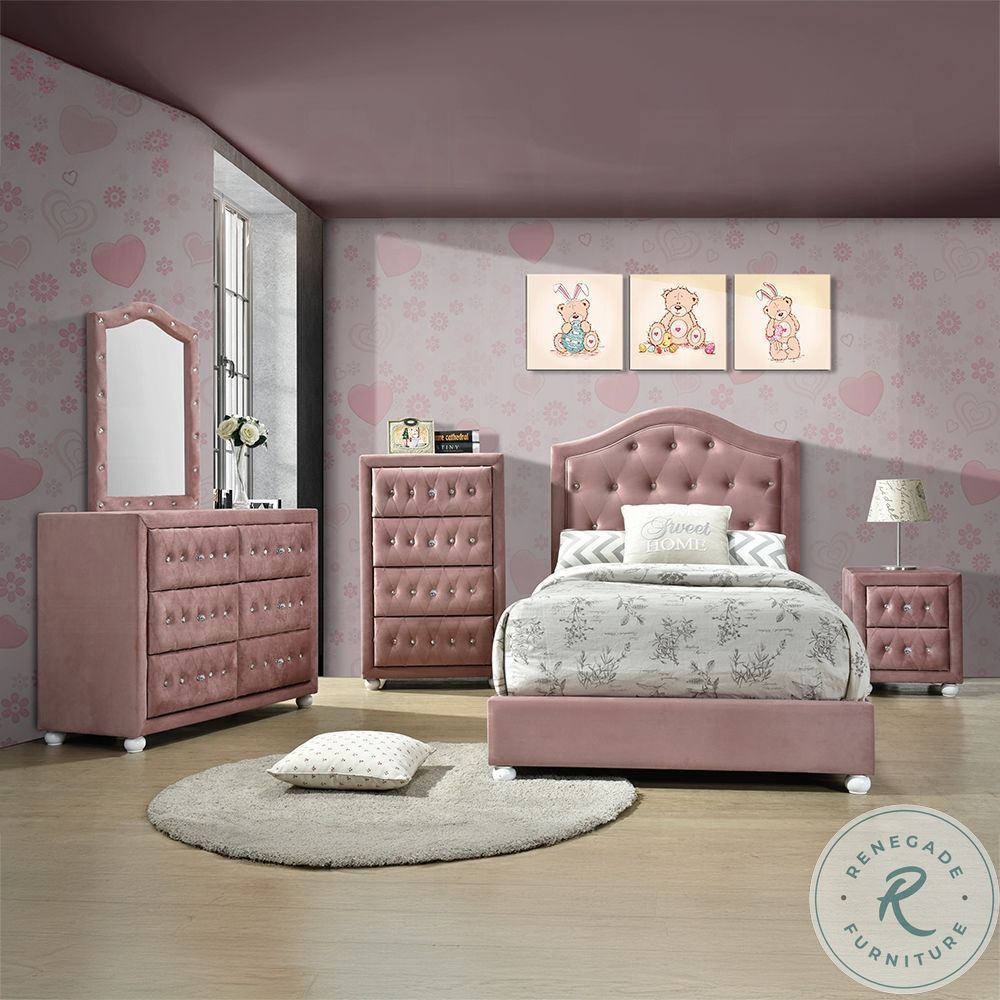 pink bedroom dresser set RITZI Pink Metal Bedroom Set