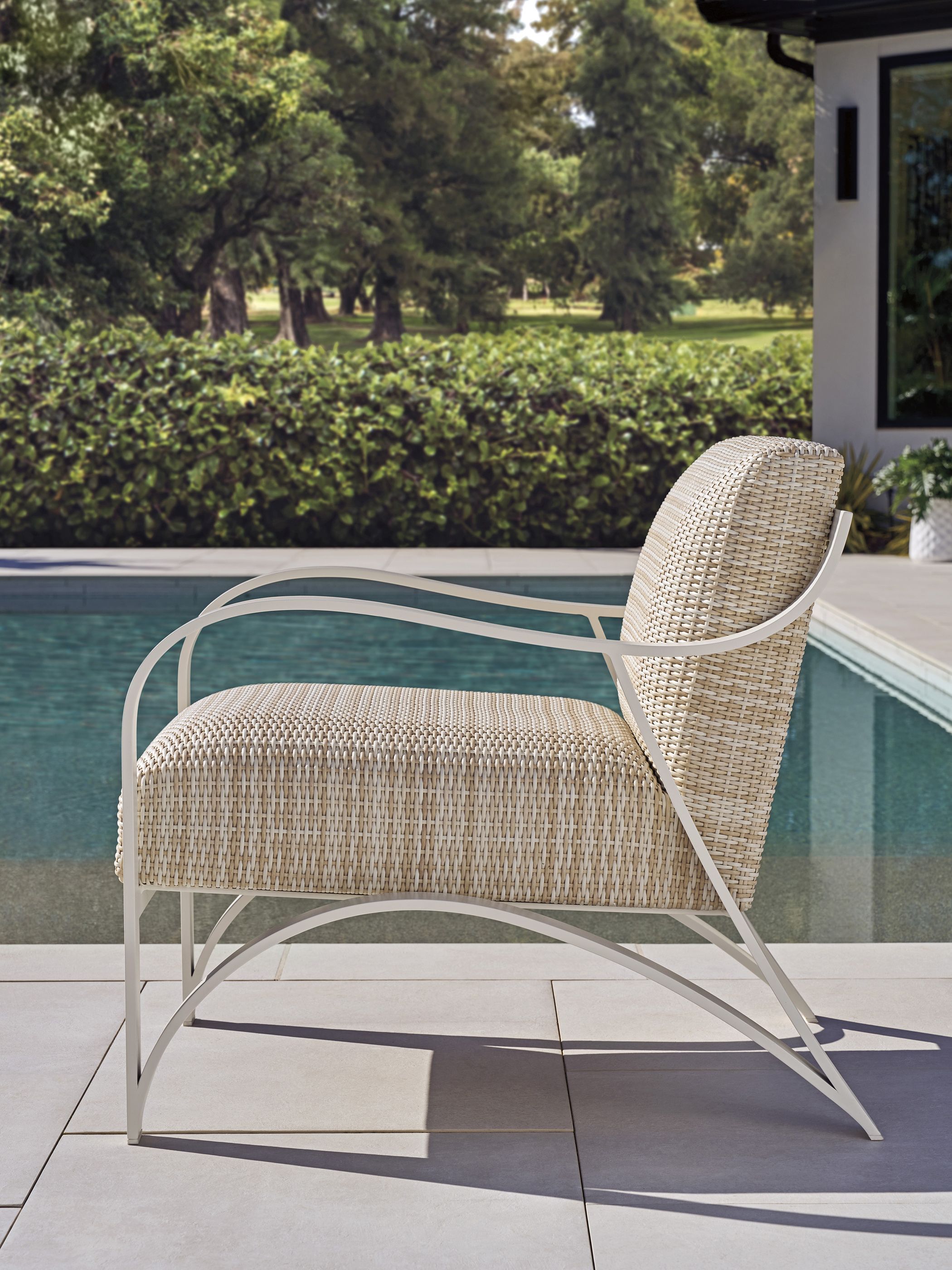 Sand Dune Ivory and Taupe Upholstered Outdoor Lounge Chair From