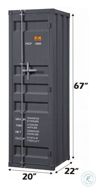 Cargo Gunmetal 1 Door Wardrobe from ACME Furniture | Coleman Furniture