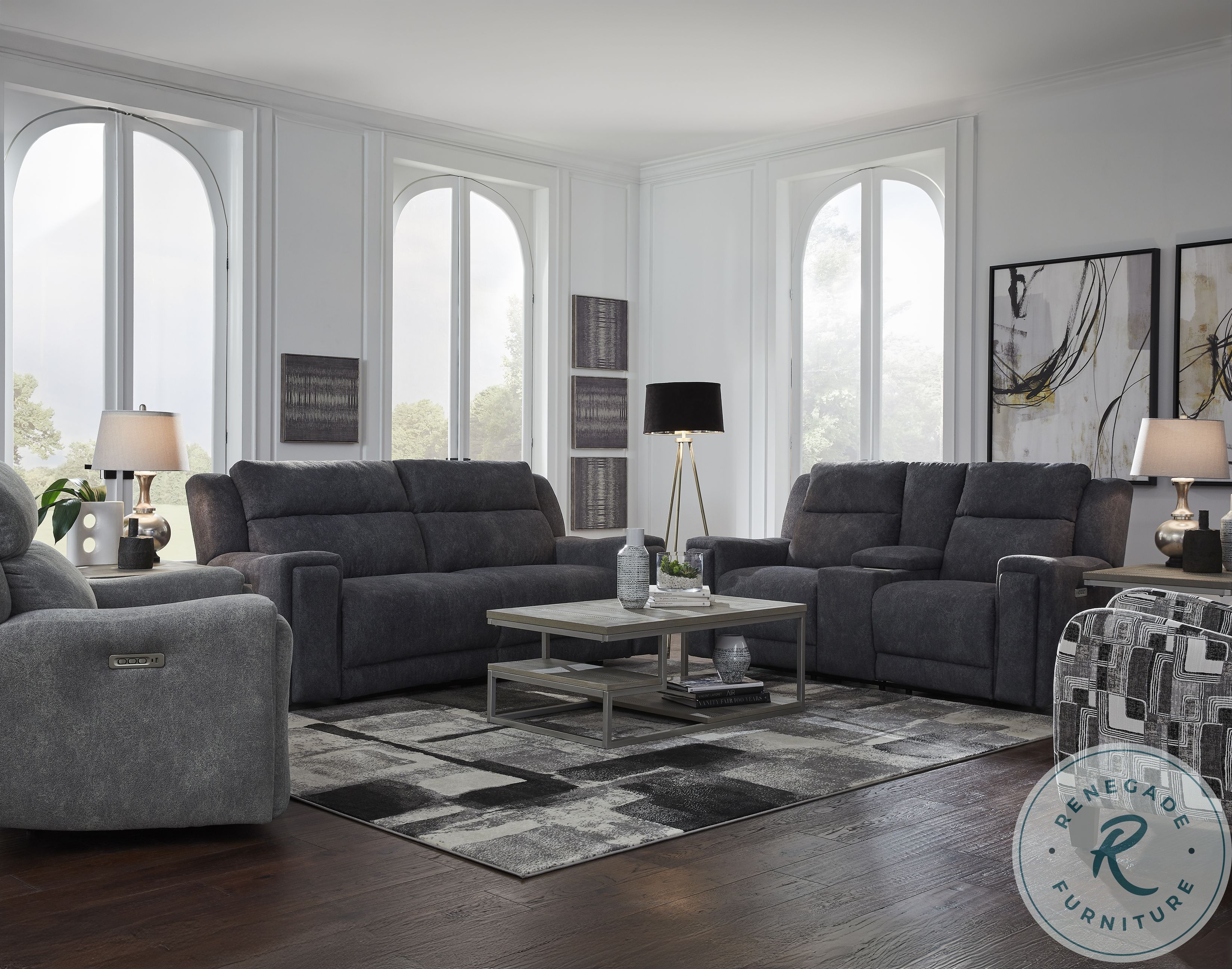 The Boss Rockport Granite Triple Power Reclining Sofa From