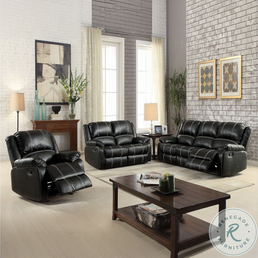 Zuriel Black Synthetic Leather Reclining Living Room Set from ACME
