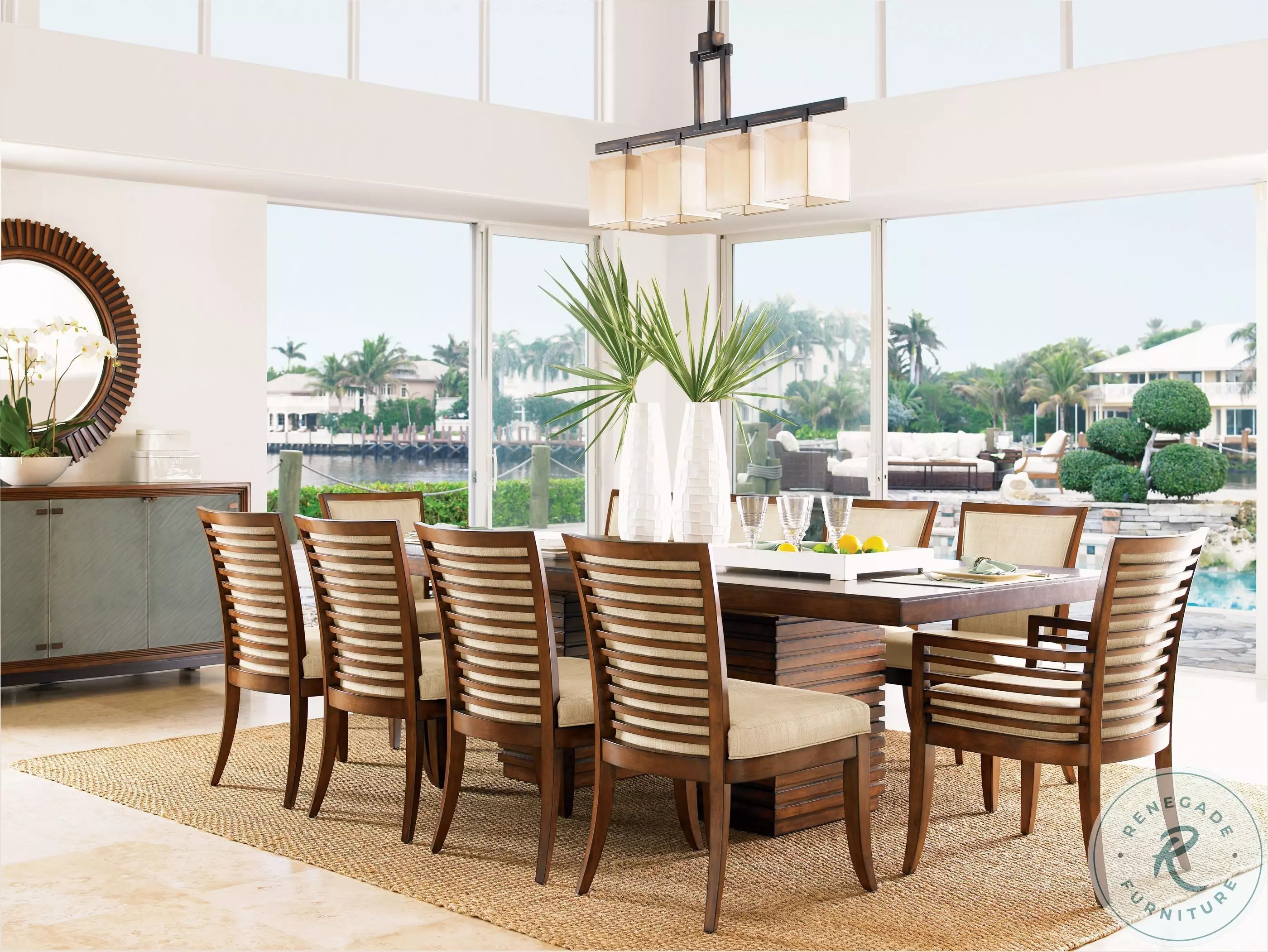 Ocean Club Sun Drenched Sienna Peninsula Extendable Dining Table