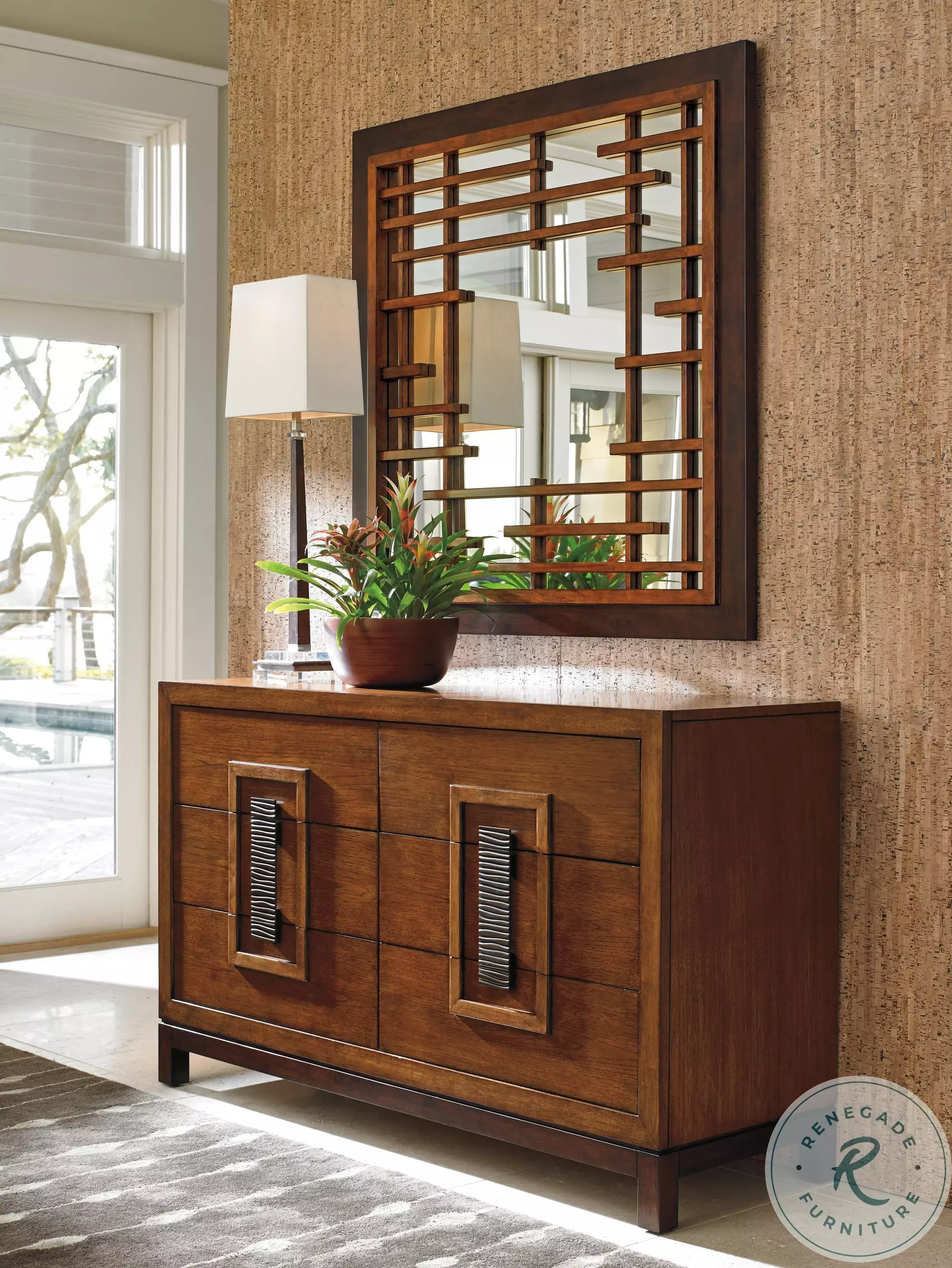 Island Fusion Medium Coconut Shell Brown Mikasa Square Mirror From