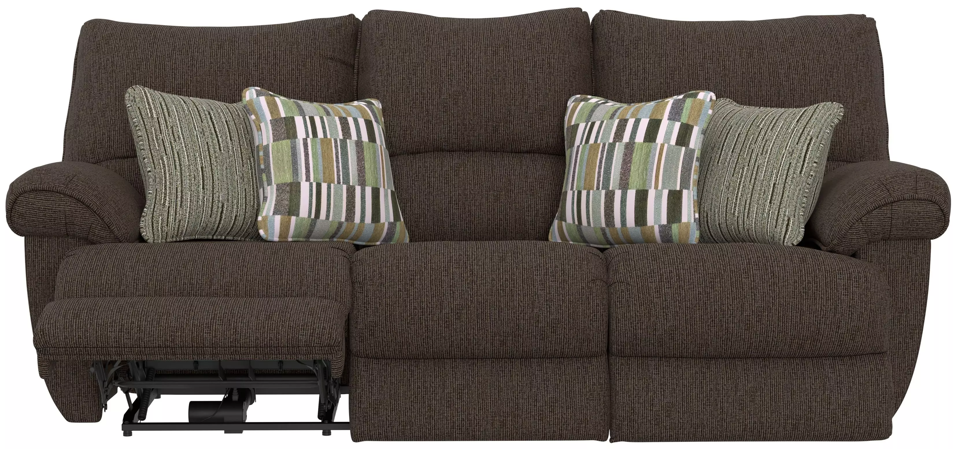 Lenny Chocolate Power Lay Flat Reclining Living Room Set From