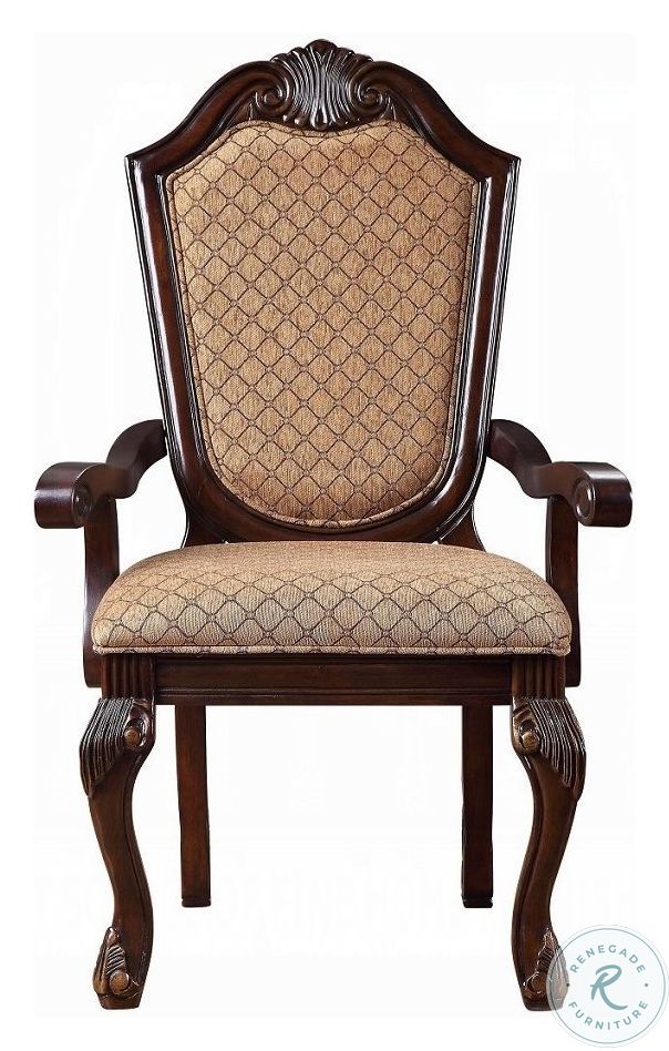Chateau De Ville Fabric and Espresso Arm Chair Set of 2 from ACME