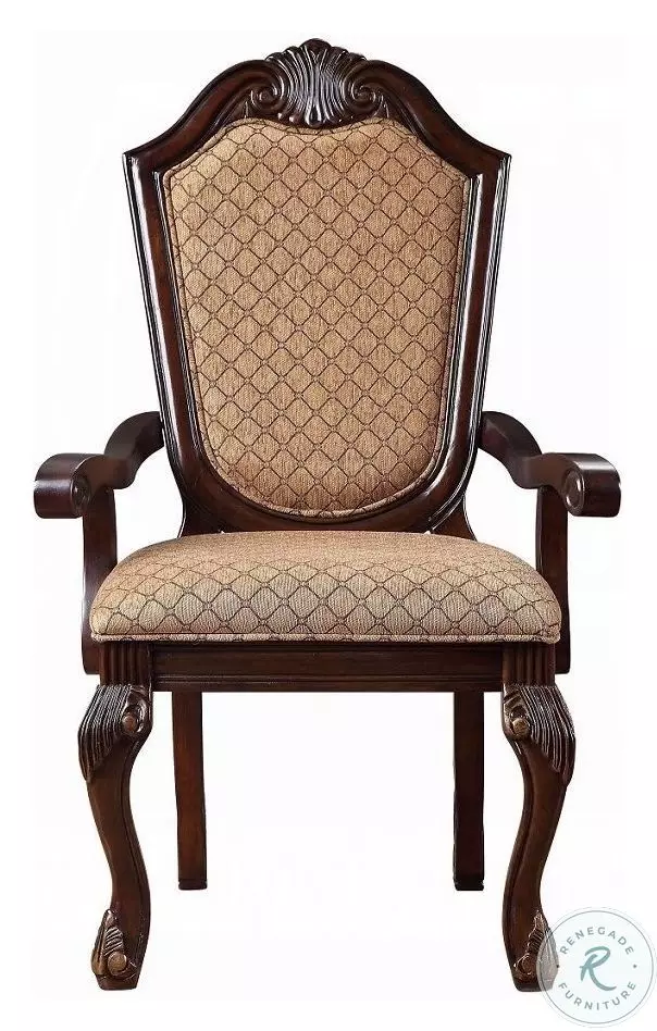 Chateau De Ville Fabric and Espresso Arm Chair Set of 2 from ACME