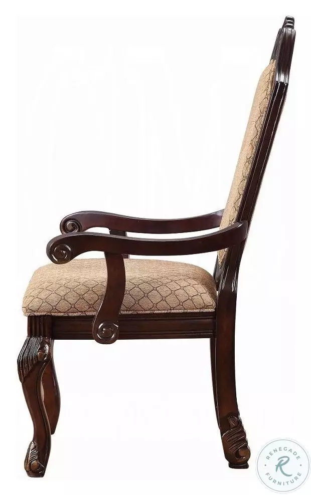 Chateau De Ville Fabric and Espresso Arm Chair Set of 2 from ACME