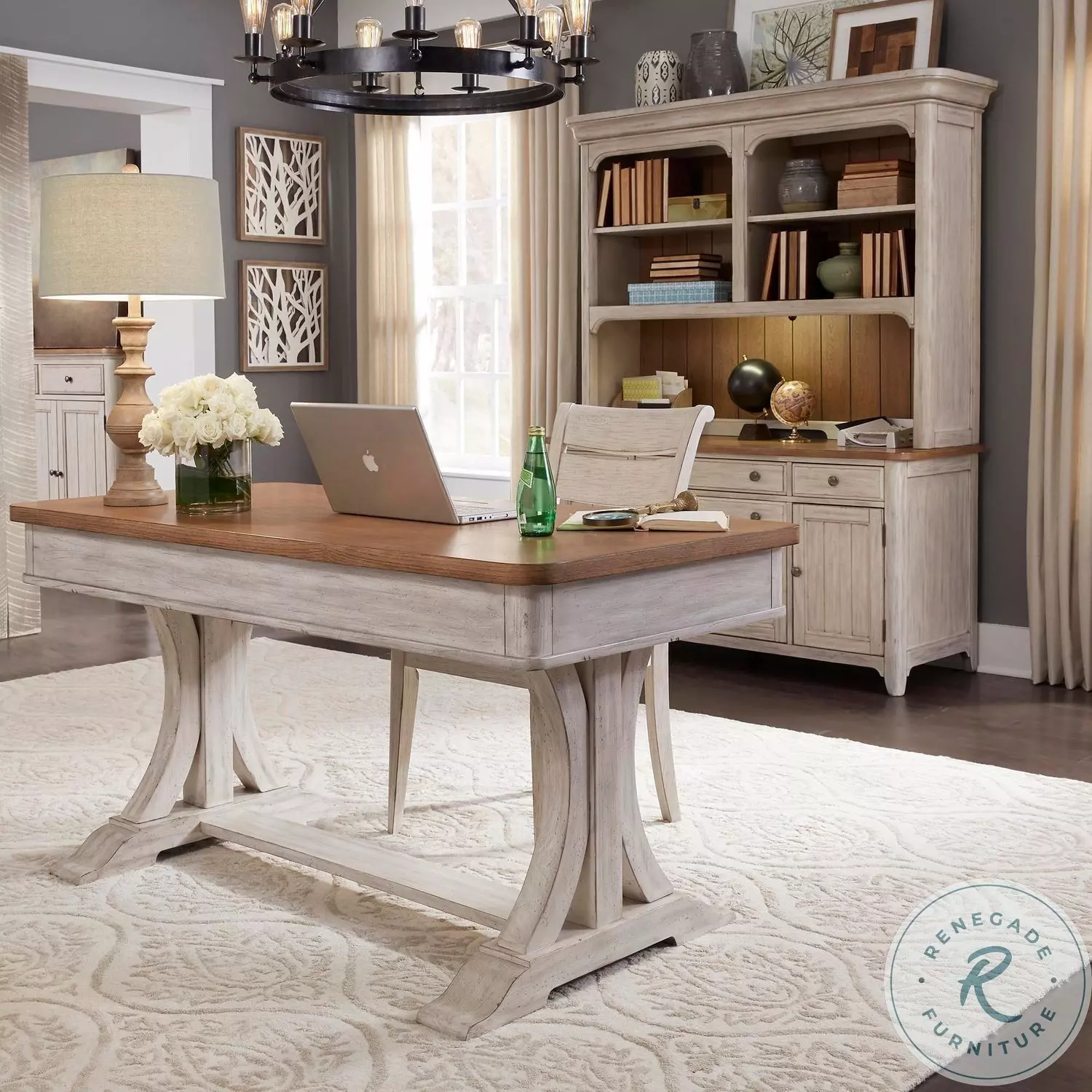 Farmhouse Reimagined Antique White And Chestnut Bookcase From Home