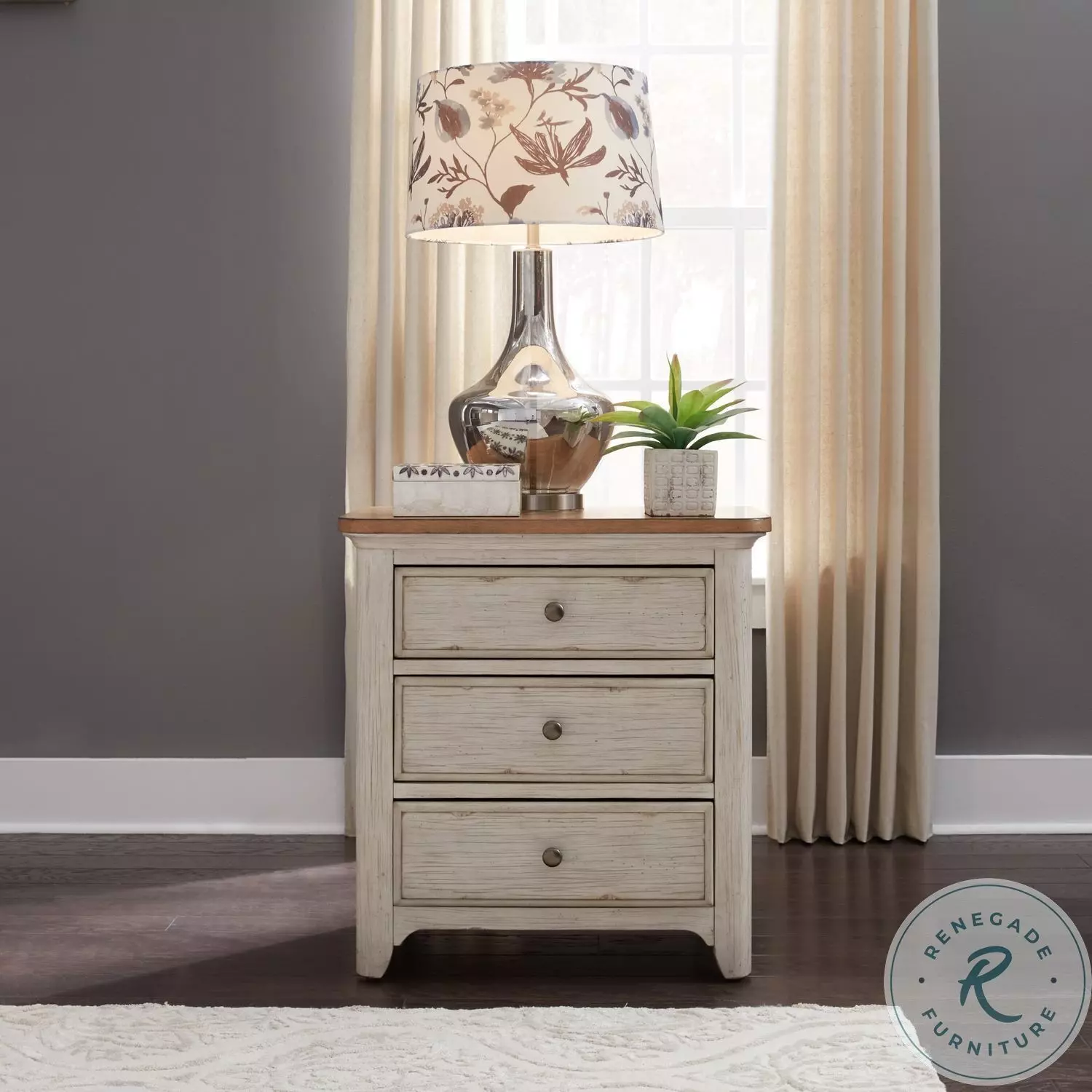Farmhouse Reimagined Antique White And Chestnut 3 Drawer