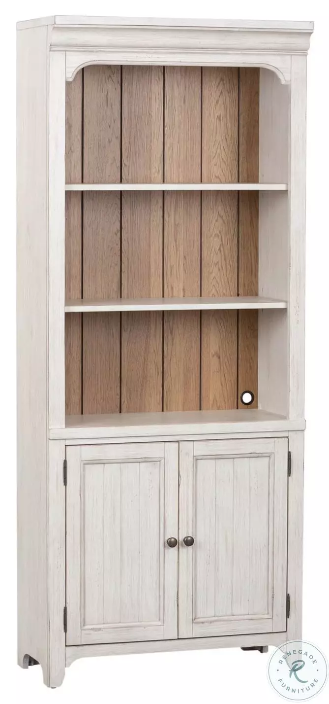 Farmhouse Reimagined Antique White And Chestnut Bookcase From Home