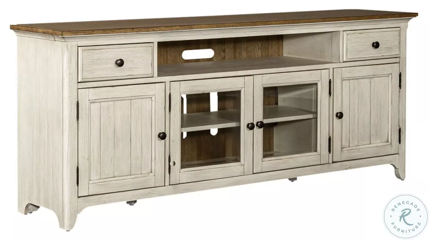Farmhouse Reimagined Antique White And Chestnut Entertainment TV