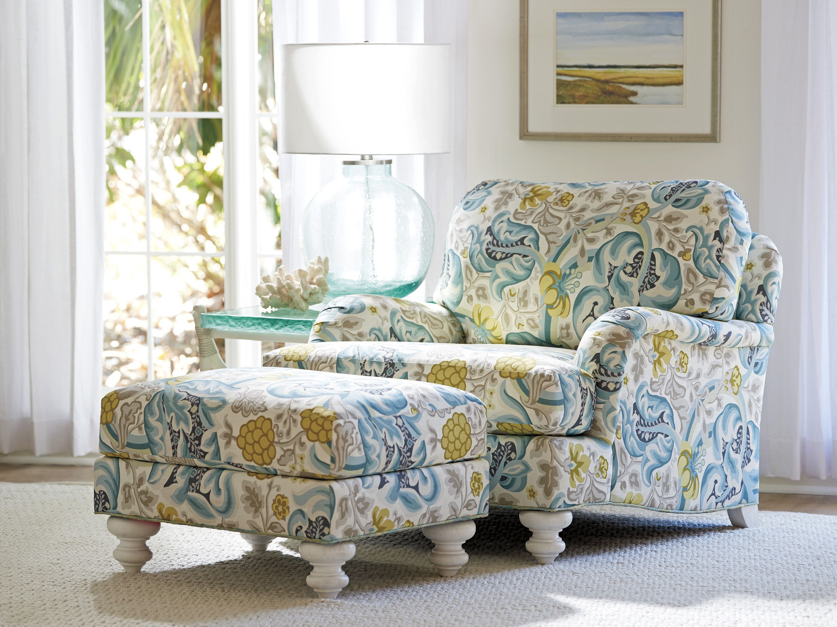 Ocean Breeze Sandstone and Blue Upholstered Rectangular Gilmore