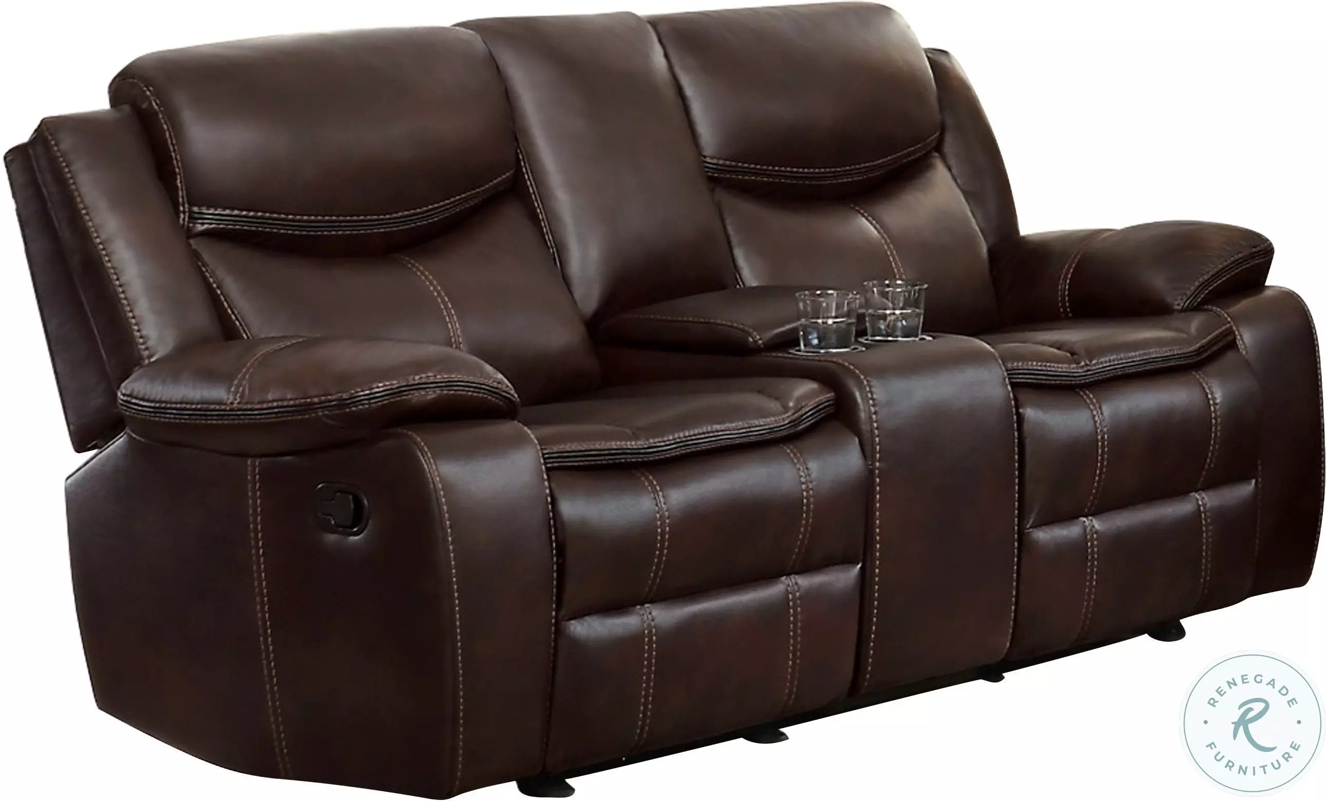 Bastrop Dark Brown Reclining Console Loveseat From Home Gallery
