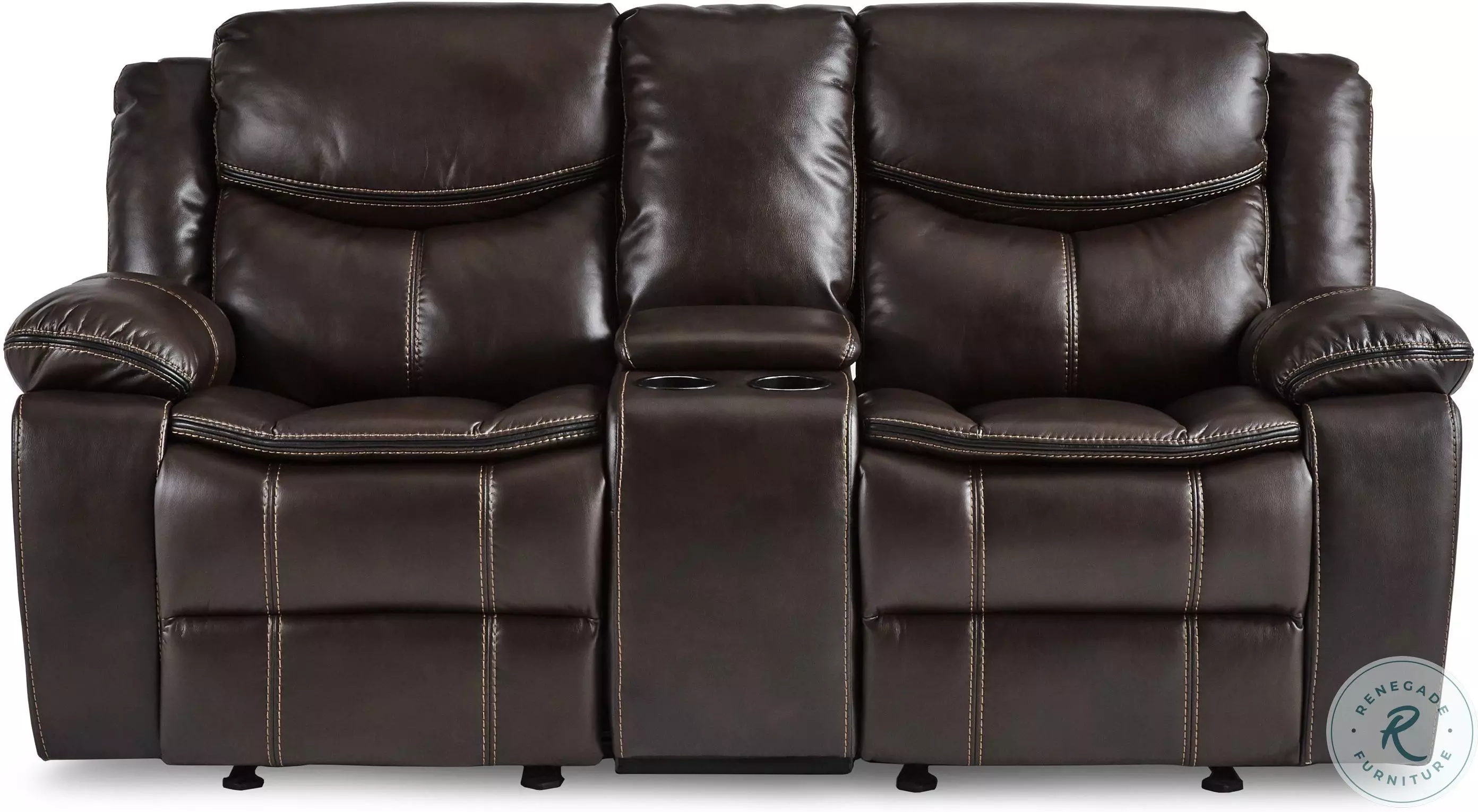 Bastrop Dark Brown Reclining Console Loveseat From Home Gallery