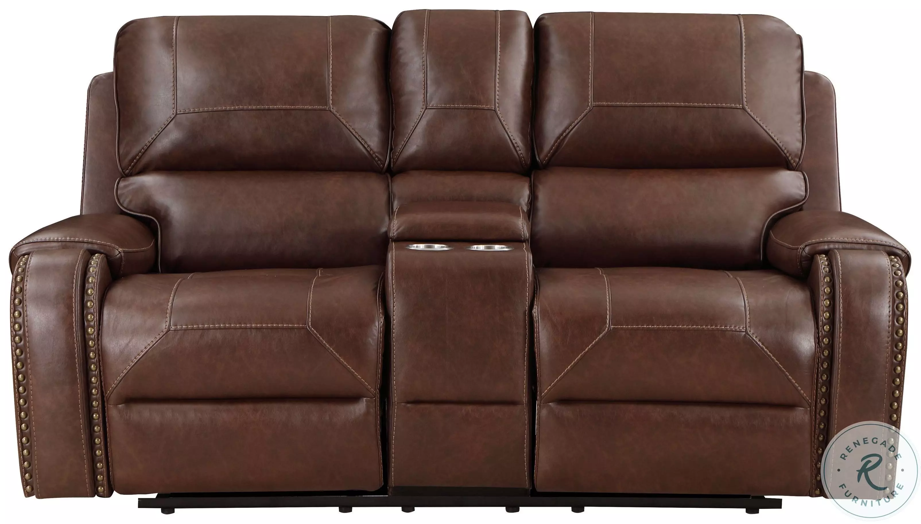 Newnan Brown Double Glider Reclining Console Loveseat From Home