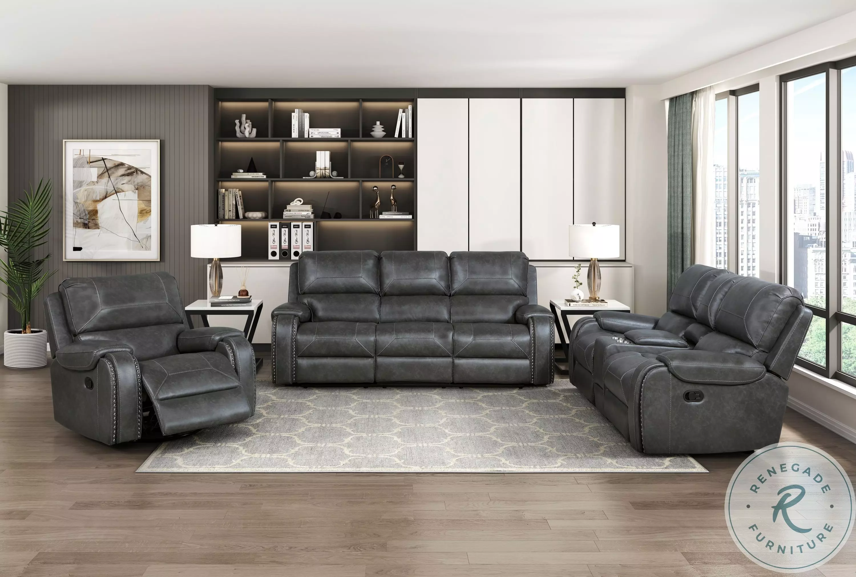 Newnan Brown Double Glider Reclining Console Loveseat From Home