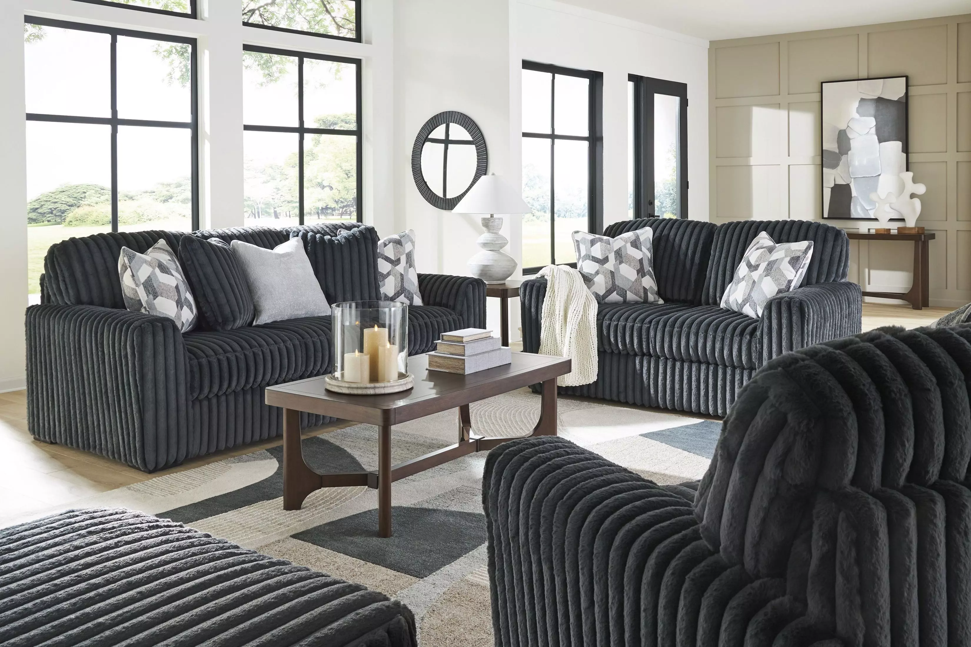 Midnight Madness Gunmetal Living Room Set From Ashley Furniture