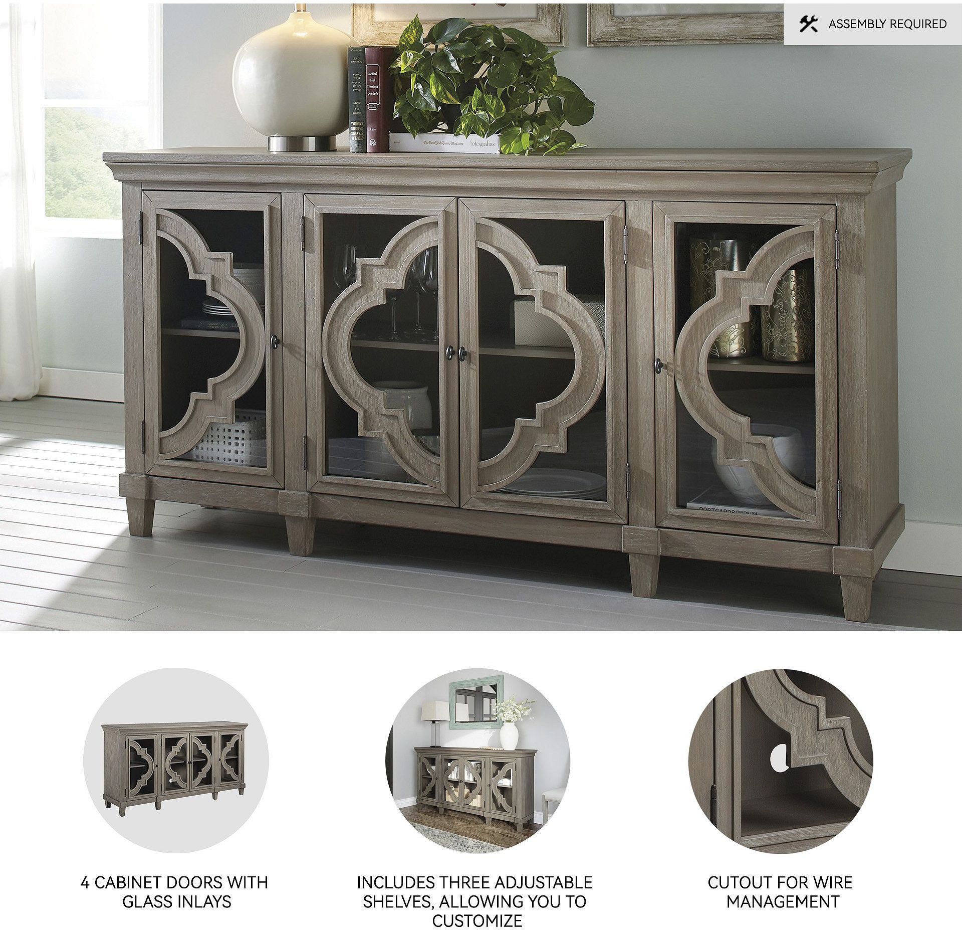 Fossil Ridge Distressed Gray Door Accent Cabinet From Home Gallery