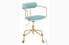Demi Light Blue Velvet Adjustable Office Chair