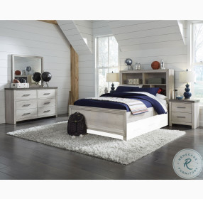 Riverwood Whitewashed Youth Bookcase Bedroom Set