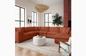 Cali Rust Performance Fabric Modular Large Chaise Sectional