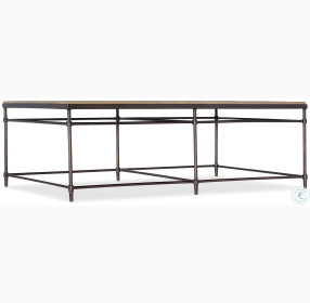 Saint Armand Light Natural And Antique Bronze Metal Rectangular Cocktail Table