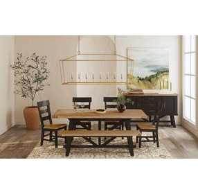 Hendricks Rustic Wheat and Raven Dining Bench