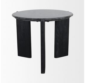 Rumer Black Round Marble Top Side Table