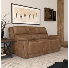 Beau Silt Tan 78" Zero Gravity Power Reclining Loveseat with USB Charging and Nailhead Trim