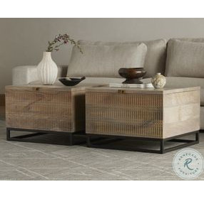 Kelby Light Wash Carved Square Bunching Table Storage