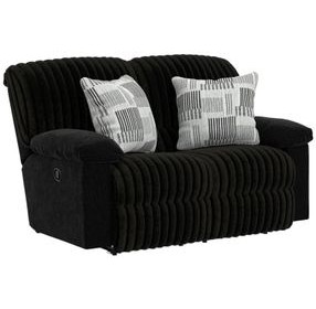 Comet Black 60" Lay Flat Reclining Loveseat