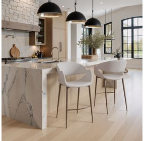 Limay Beige Upholstered Counter Height Stool