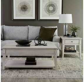 Lake House Weathered White Rectangular End Table