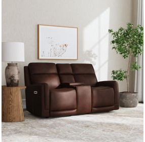Alister Burnt Umber 71" Triple Power Glider Reclining Loveseat with Console and USB Charging