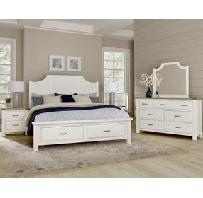 Maple Road Soft White Queen Scalloped Storage Panel Bed