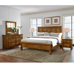 Maple Road Antique Amish King Mansion Panel Bed