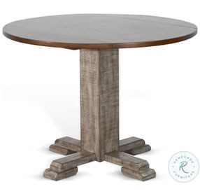 Ember Grace Gray Drop Leaf Round Dining Room Set