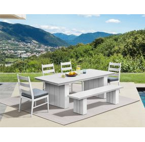 Nash Outdoor Dining Gray Upholstered Outdoor Ladder Back Side Chair Set of 2